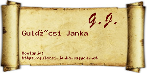 Gulácsi Janka névjegykártya
